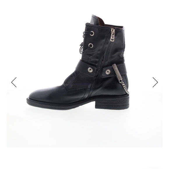 A.S.98 “Faust” Black Leather Combat Boots with Silver Accents - Picture 8 of 11